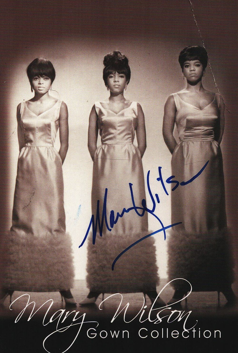 Lot 456: Mary Wilson signed 6x4 inch promo Gown Collection...