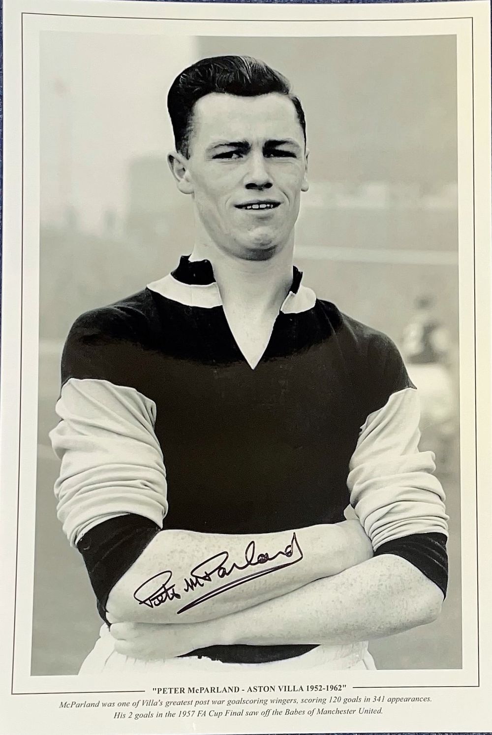 Lot 527: Football, Peter McParland signed 12x18 black and white...