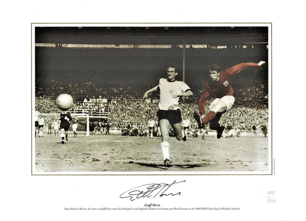 Lot 529: Football, Sir Geoff Hurst signed 12x16 colourised photograph...