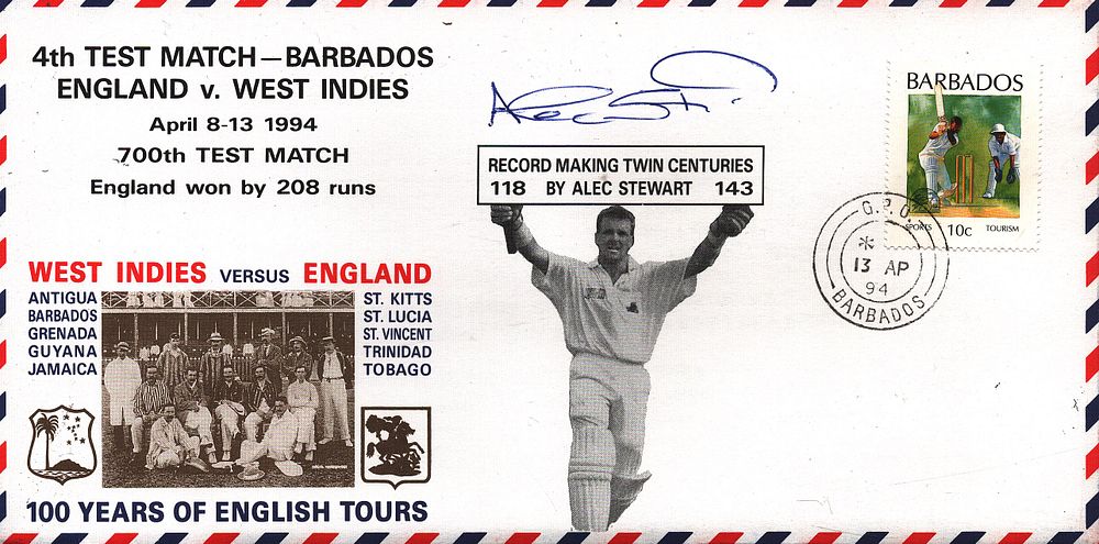 Lot 553: Cricket Alec Stewart signed 4th Test Barbados England...