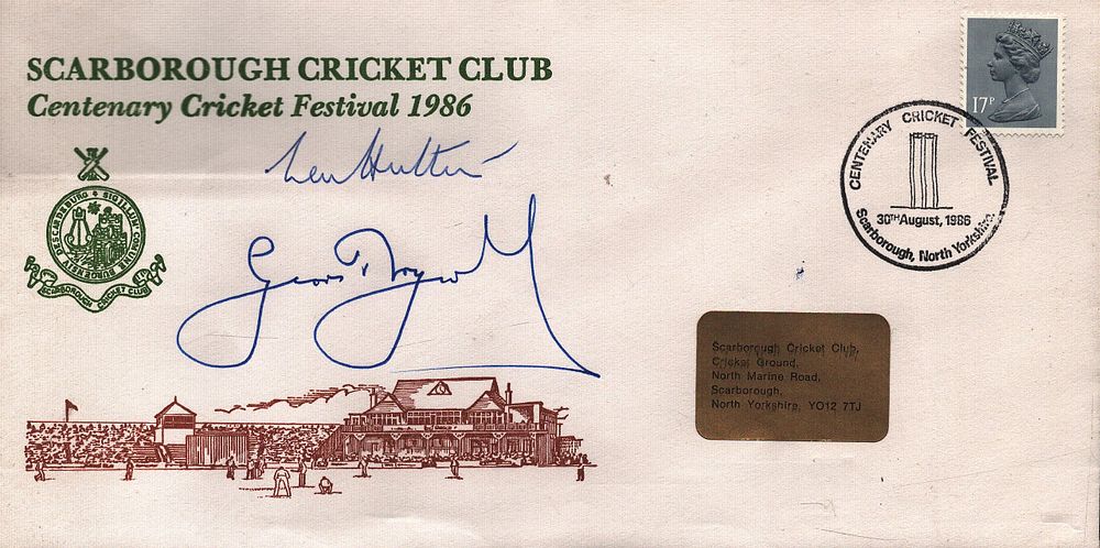 Lot 595: Cricket Len Hutton and Geoffrey Boycott signed Scarborough...
