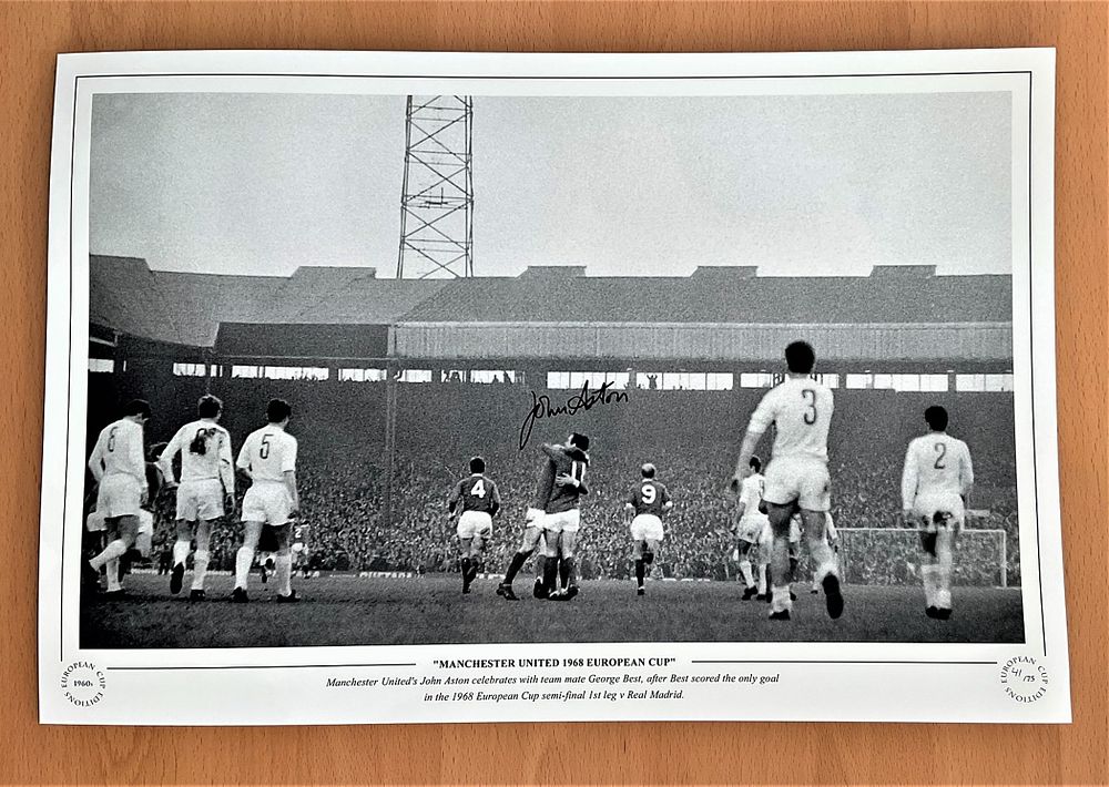 Lot 645: Football, John Aston signed 12x18 black and white...