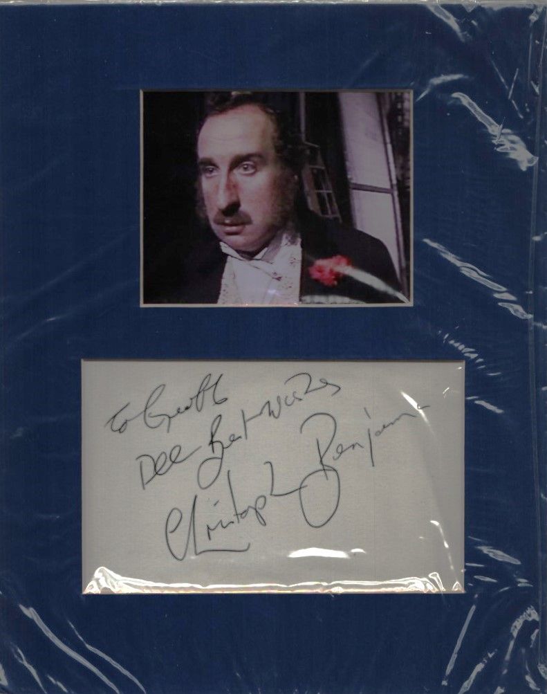 Lot 204: Christopher Benjamin signature piece with colour photo. Mounted,...