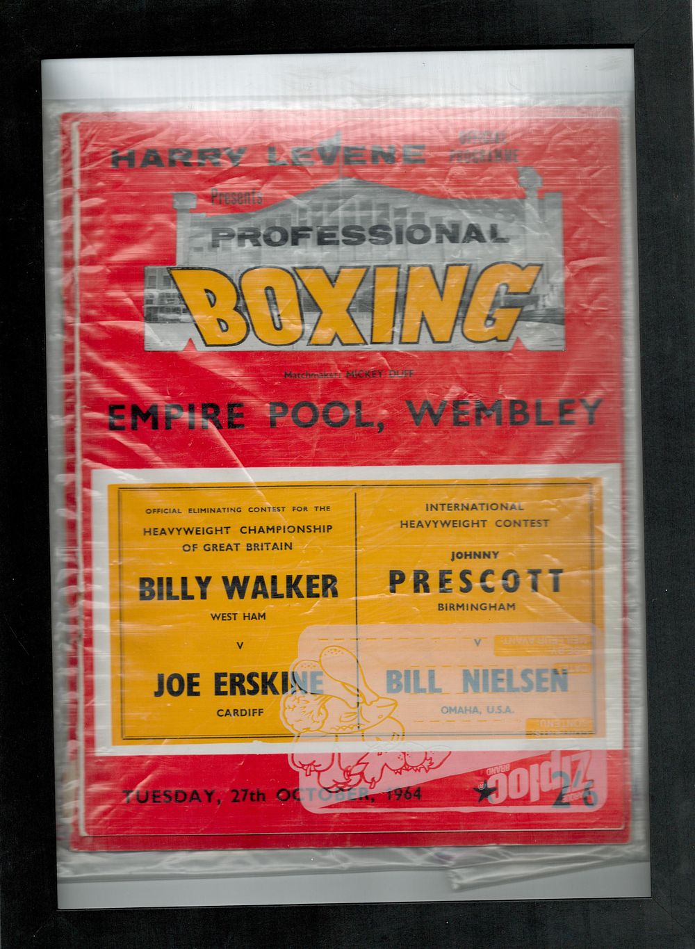 Lot 212: Billy Walker v Joe Erskine 13x10 framed and...