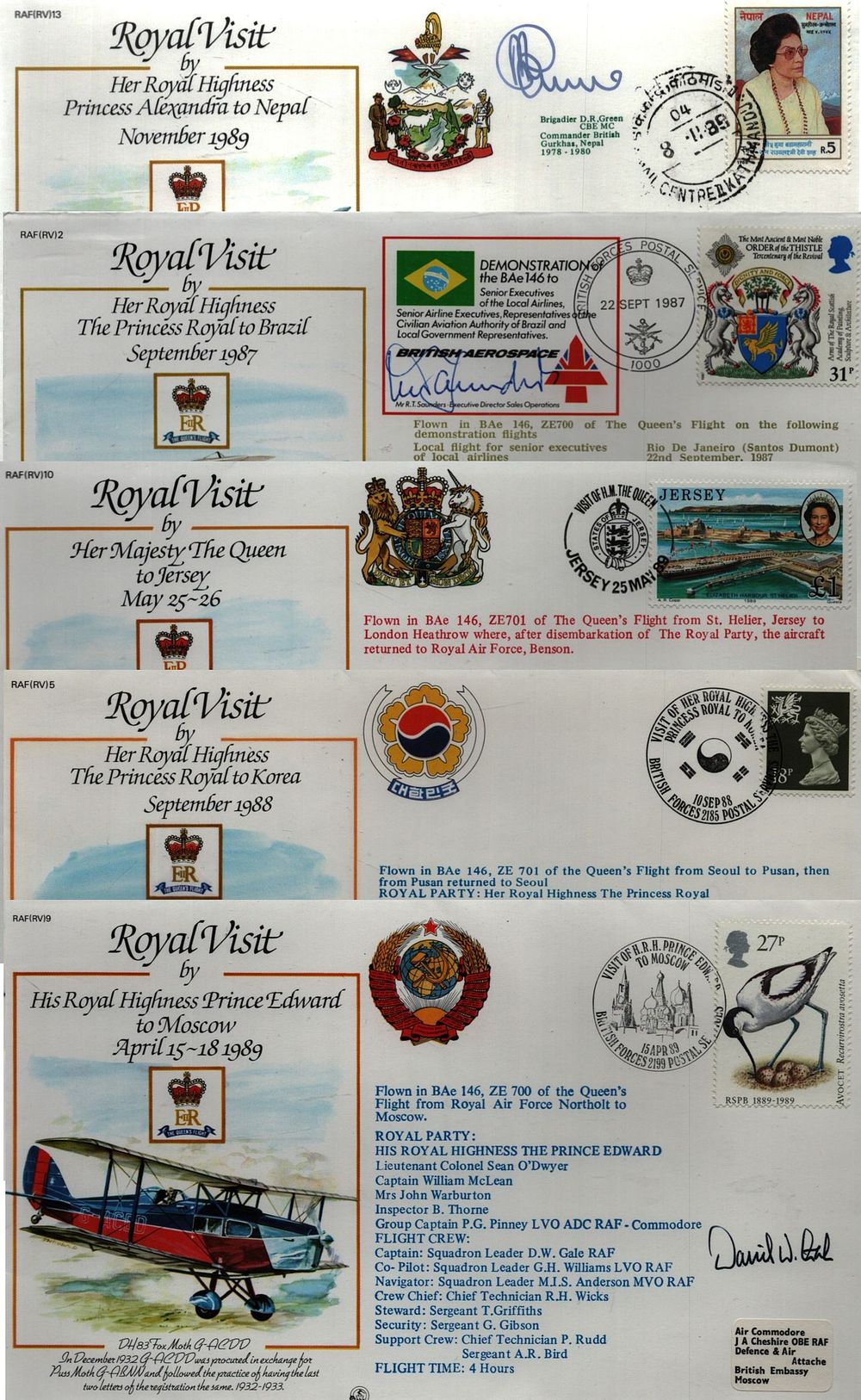 Lot 234: FDC 5 signed covers including names of Brigadier...