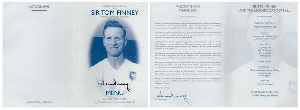 Lot 265: English Football Legend Sir Tom Finney Personally Signed...