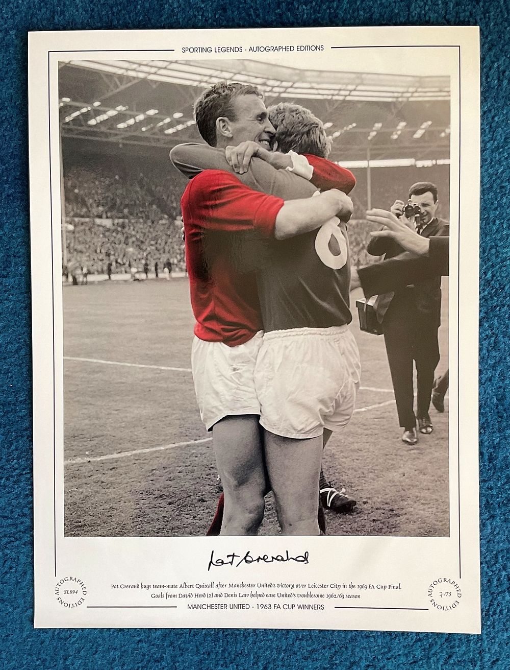 Lot 308: Pat Crerand 16x12 signed colourised photo Autographed Editions,...