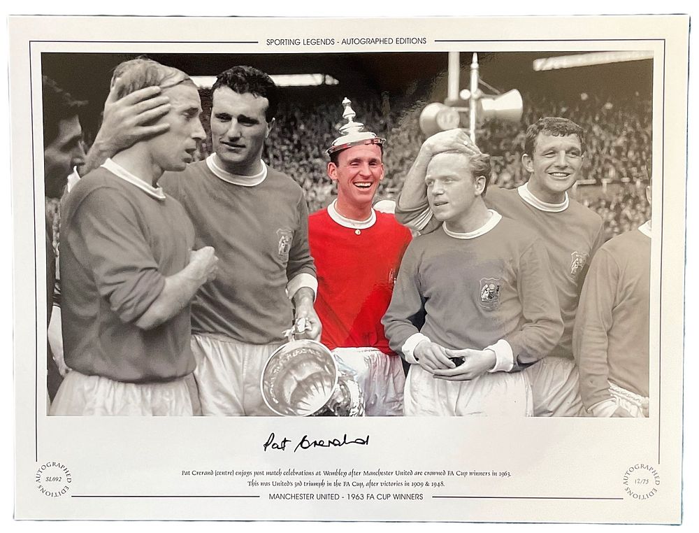 Lot 313: Pat Crerand 16x12 signed colourised photo Autographed Editions,...