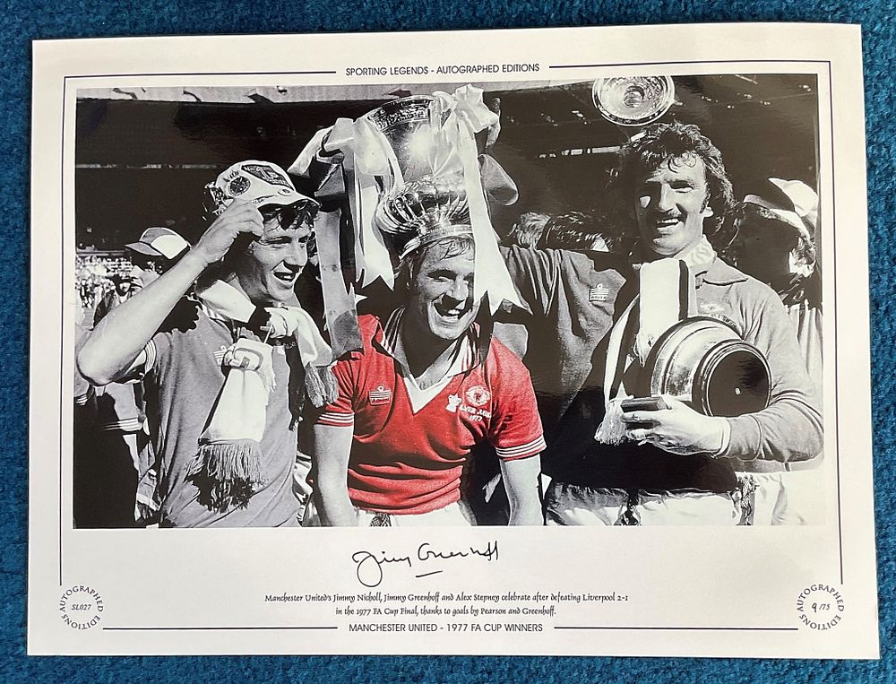 Lot 315: Jimmy Greenhoff 16x12 signed colourised photo Autographed Editions,...
