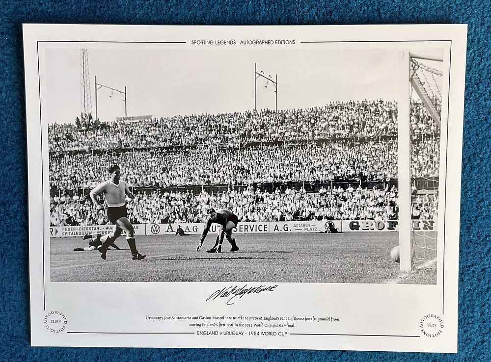 Lot 318: Nat Lofthouse 16x12 signed black and white photo...