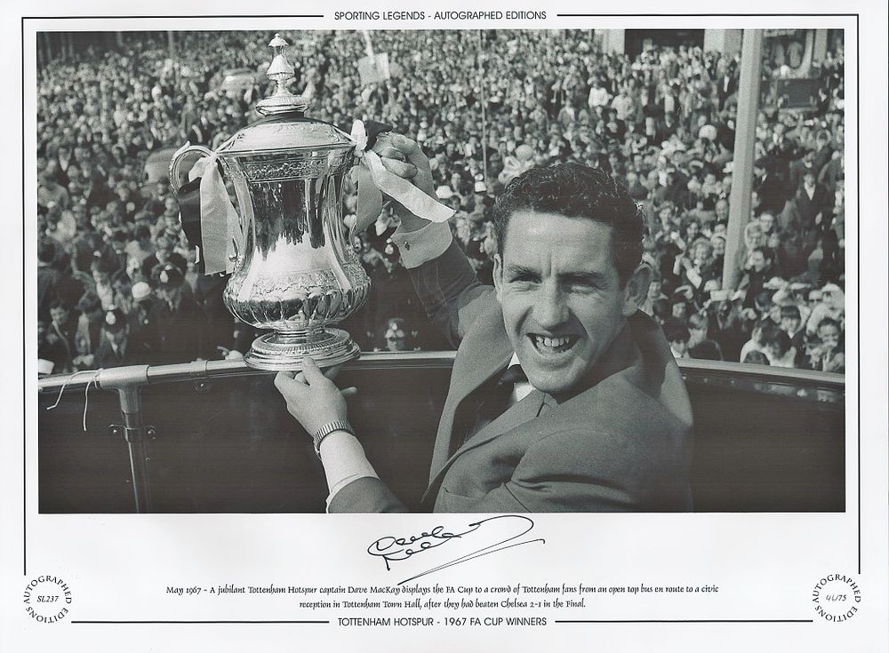Lot 338: Dave Mackay 16x12 signed Black and white photo,...
