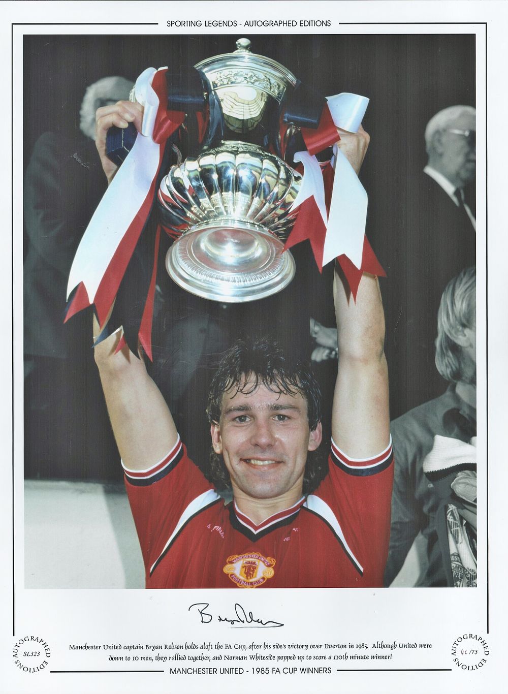 Lot 340: Bryan Robson 16x12 signed colourised photo, Autographed Editions,...