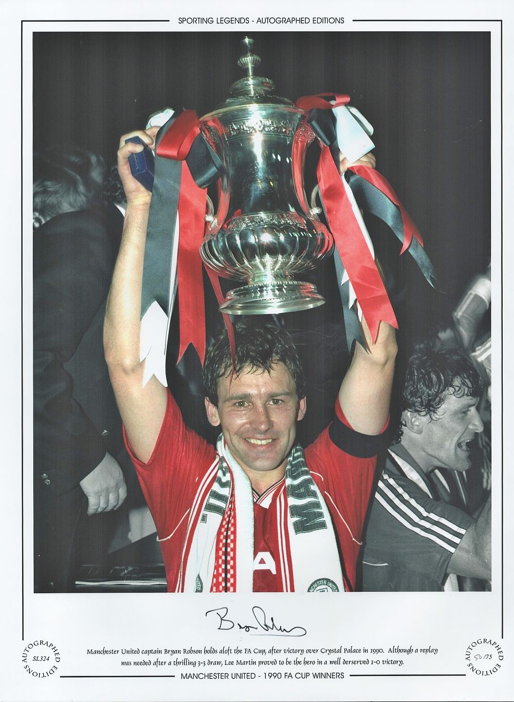 Lot 341: Bryan Robson 16x12 signed Colourised photo, Autographed Editions,...