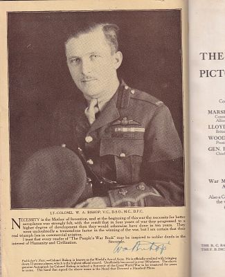 Great war Lt Colonel W A Billy Bishop VC signed The Peoples War Book and Atlas. Signed Picture 