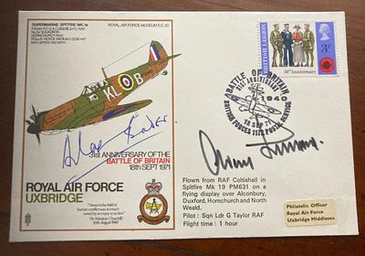 WW2 RAF Grp Capt Sir Douglas Bader, Luftwaffe ace Gen Adolf Galland KC signed 31st Ann Battle 