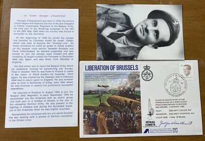 WW2 Liberation of Brussels FDC signed Belgian Resistance Georges D'Outremont. RAF Escaping 