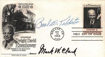Brigadier General Paul Tibbets and General Mark Clark signed Honouring Dwight David Eisenhower 