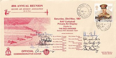 RAF Coltishall Private air display Red Arrows Signed by 9 Red Arrow Pilots RARE. 23 My 87 