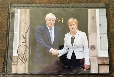 Prime Minister Boris Johnson signed rare 6 x 4 inch colour photo with Nicola Sturgeon