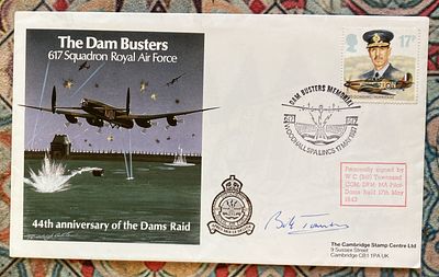Dambuster Bill Townsend signed 44th ann Dams Raid cover number 168 of 200 issued.
