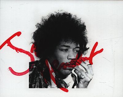 Jimmy Hendrix signed 4x4inch black and white photo.
