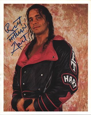 Brett Hitman Hart signed 10x8inch colour photo.