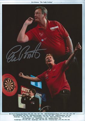 Eric Bristow signed 12x8inch colour photo.