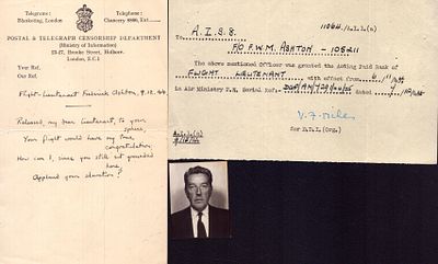 Sir Frederick Ashton WW2 collection. Includes passport photo.