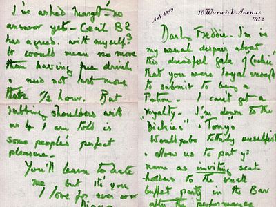 Lady Diana Cooper ALS to Sir Frederick Ashton. 2 sided letter regarding Margot Fonteyn and 