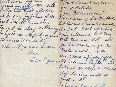 Lydia Keynes 2 sided ALS to Sir Frederick Ashton regarding his ballet Illuminations. Russian 