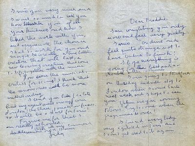 Lila Zali 2 sided ALS to Sir Frederick Ashton. American Ballerina.