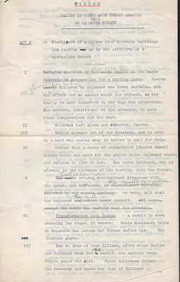 Sir Frederick Ashton's personal 3 page corrected typescript of Ondine.