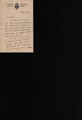 Kenneth Clark WW" letter to Sir Frederick Ashton. Content regarding not being discharged from 