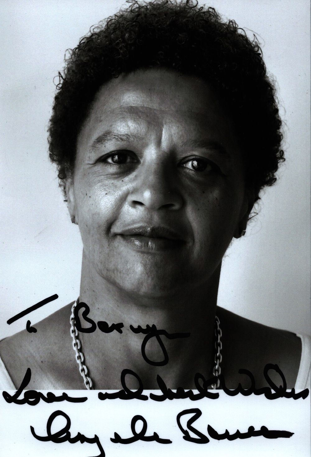 Lot 159: Angela Bruce signed 6x4inch black and white photo....