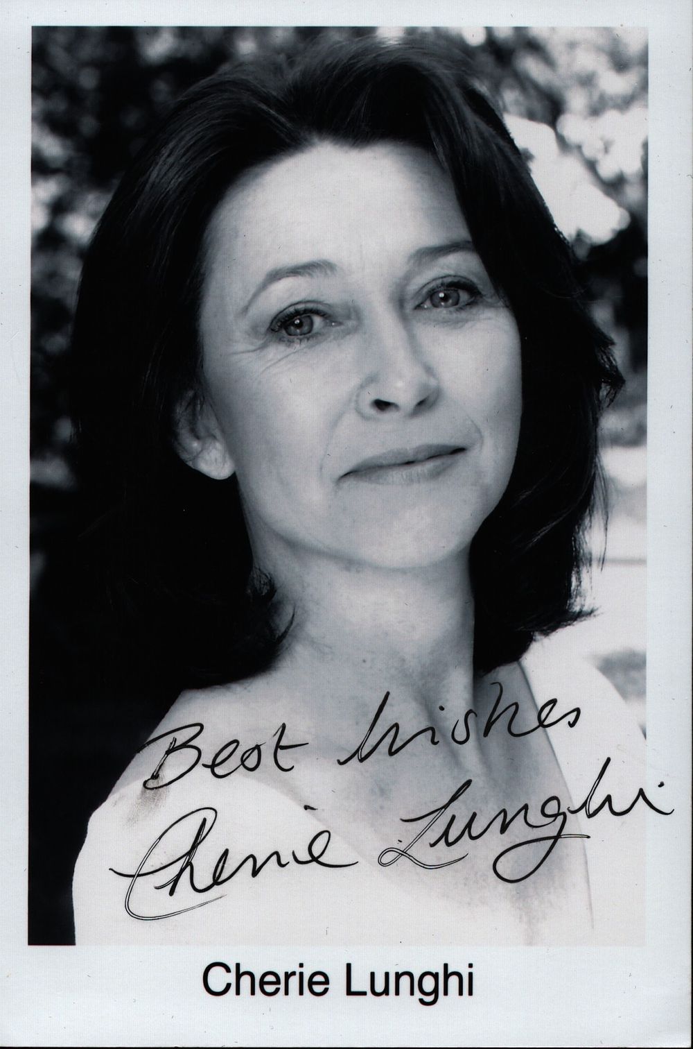Lot 163: Cherie Lunghi signed 6x4inch black and white photo.