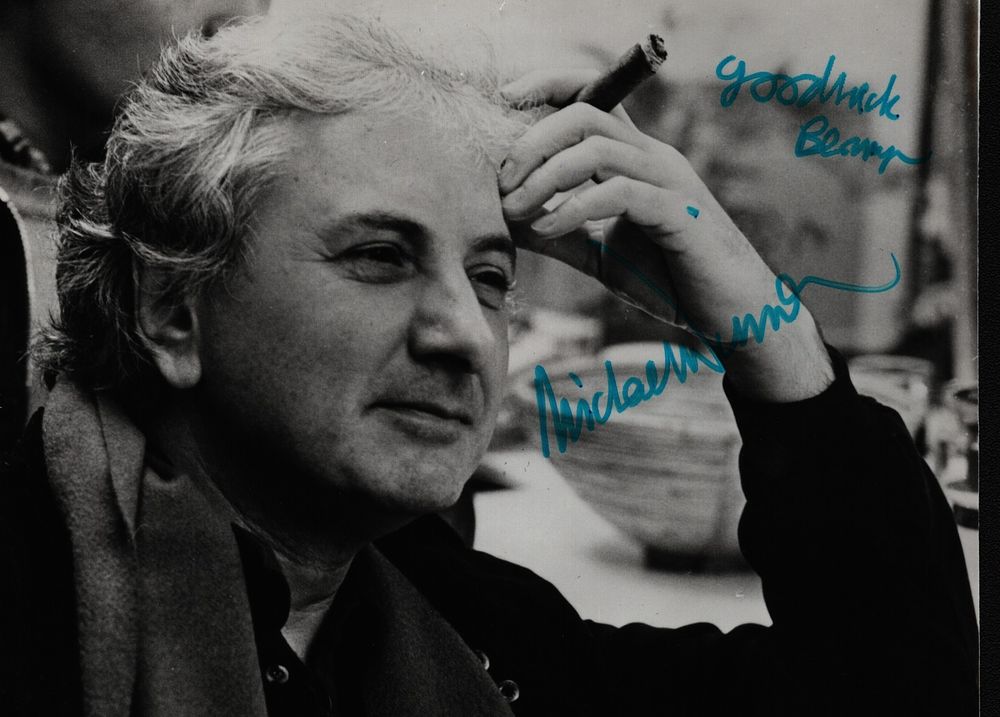 Lot 181: Michael Winner signed 6x4inch black and white photo.