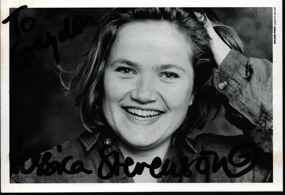 Lot 182: Jessica Stevenson signed 6x4inch black and white photo....