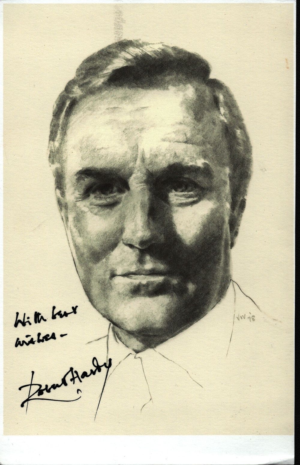 Lot 186: Robert Hardy signed 6x4inch black and white photo.