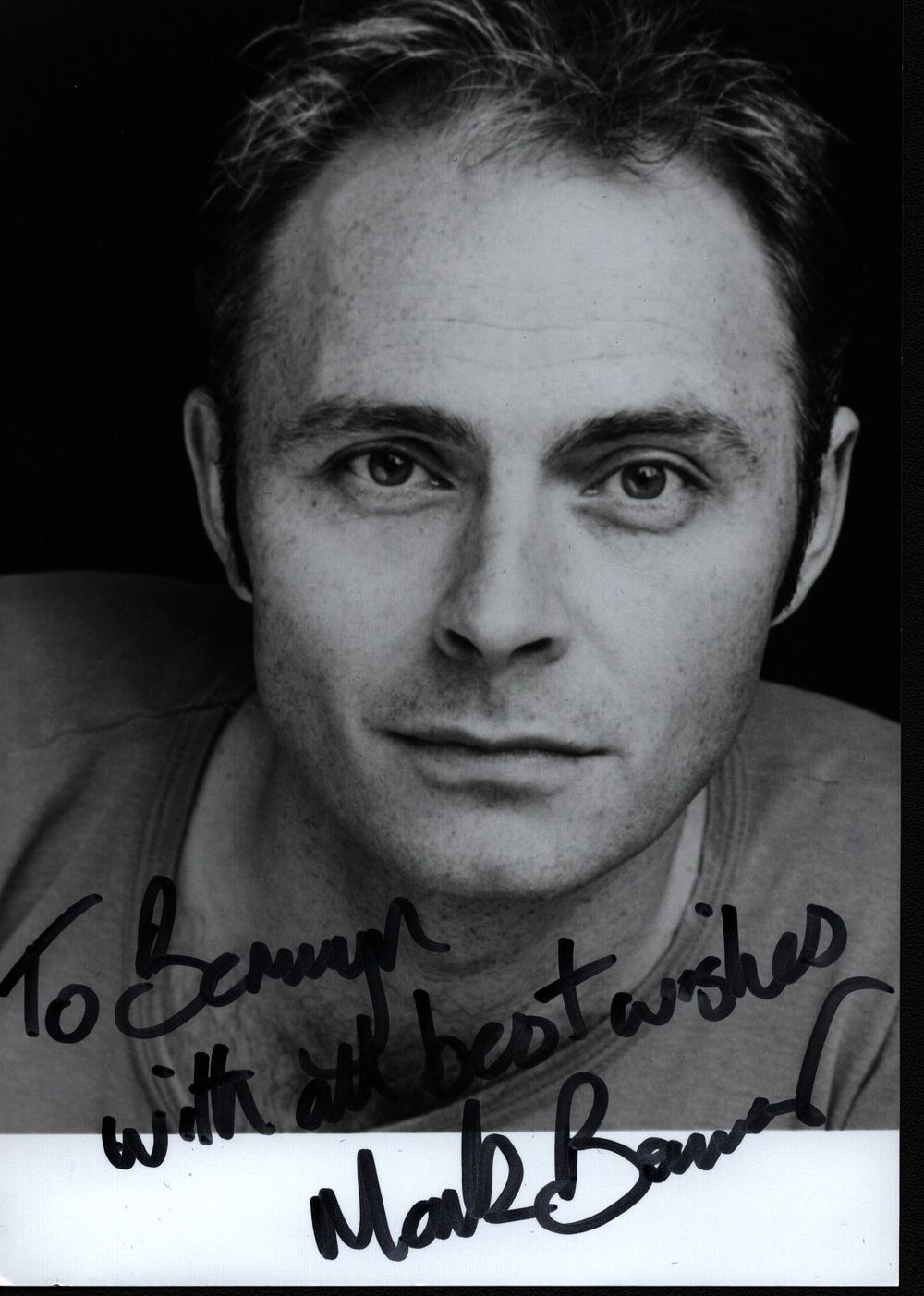 Lot 204: Mark Bonnar signed 6x4inch black and white photo....