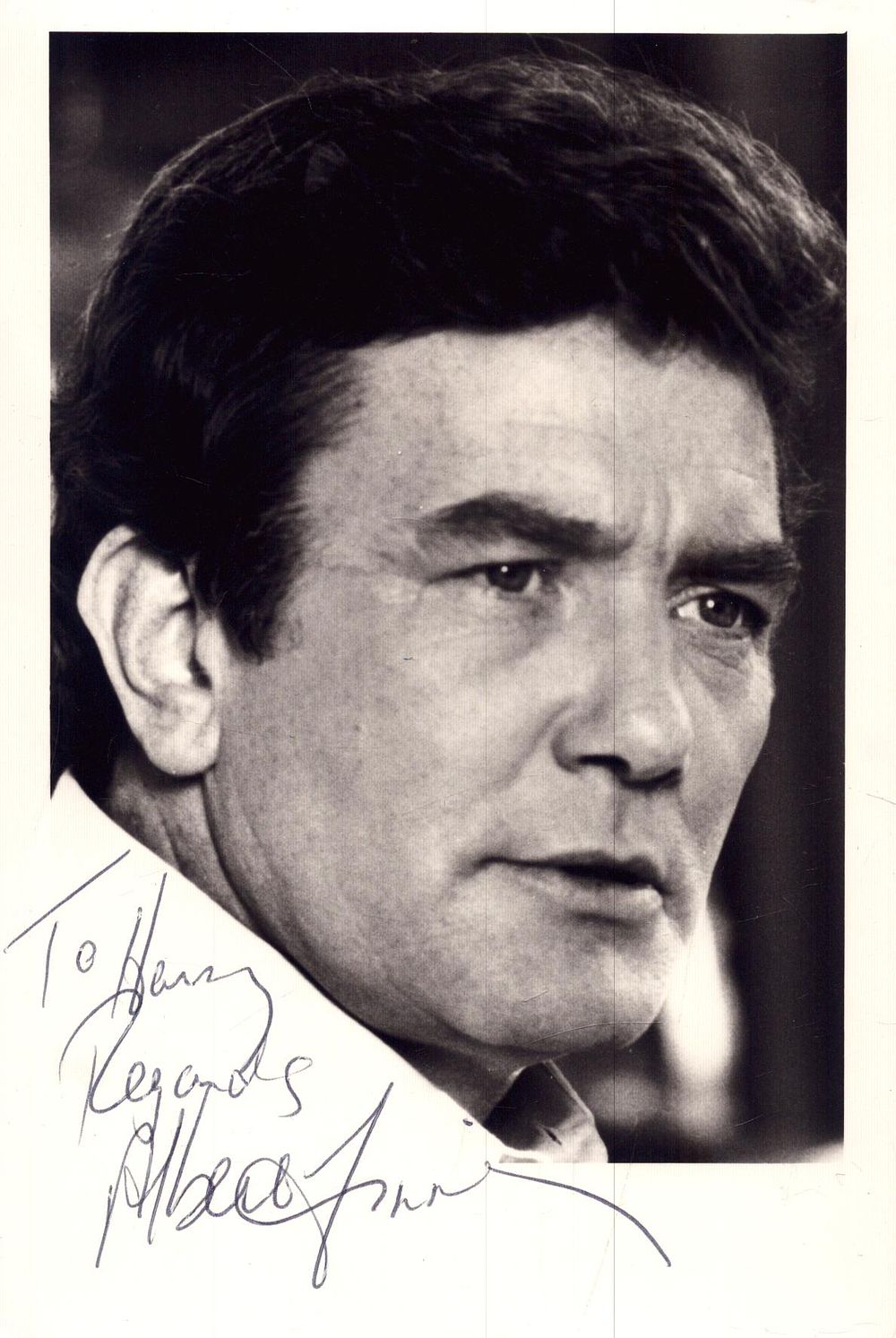 Lot 215: Albert Finney signed 6x4inch black and white photo....