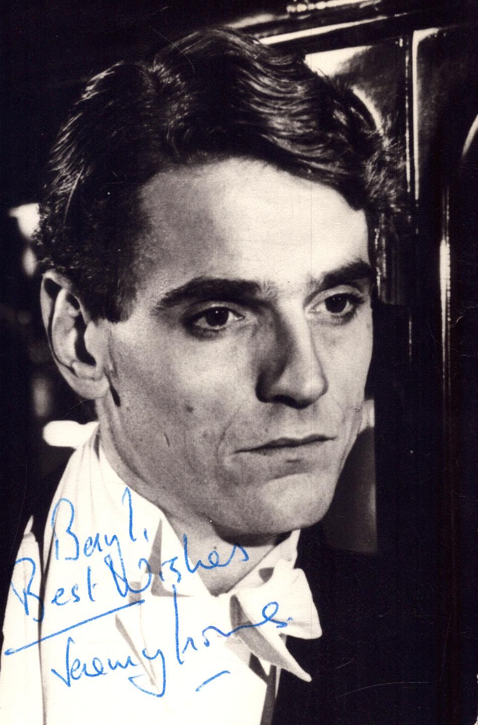 Lot 234: Jeremy Irons signed 6x4inch black and white photo....