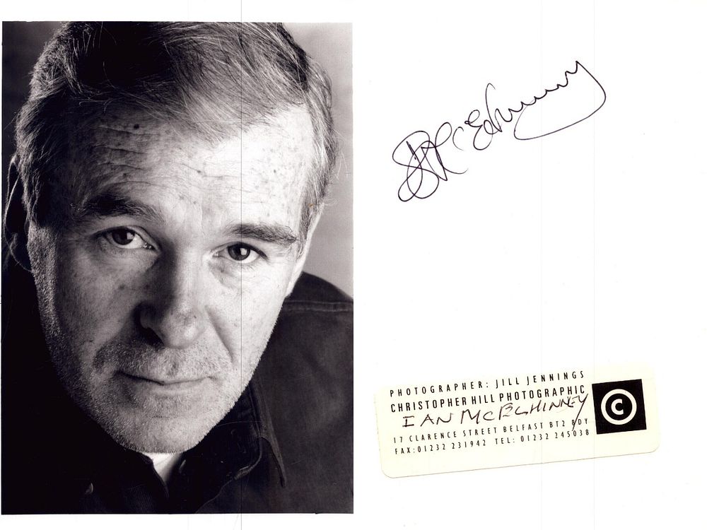 Lot 241: Ian McElhinney signed 6x4inch black and white photo....