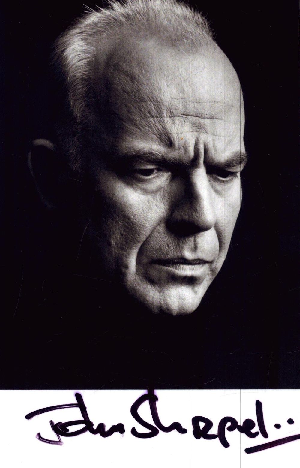 Lot 252: John Shrapnel signed 6x4inch black and white photo.