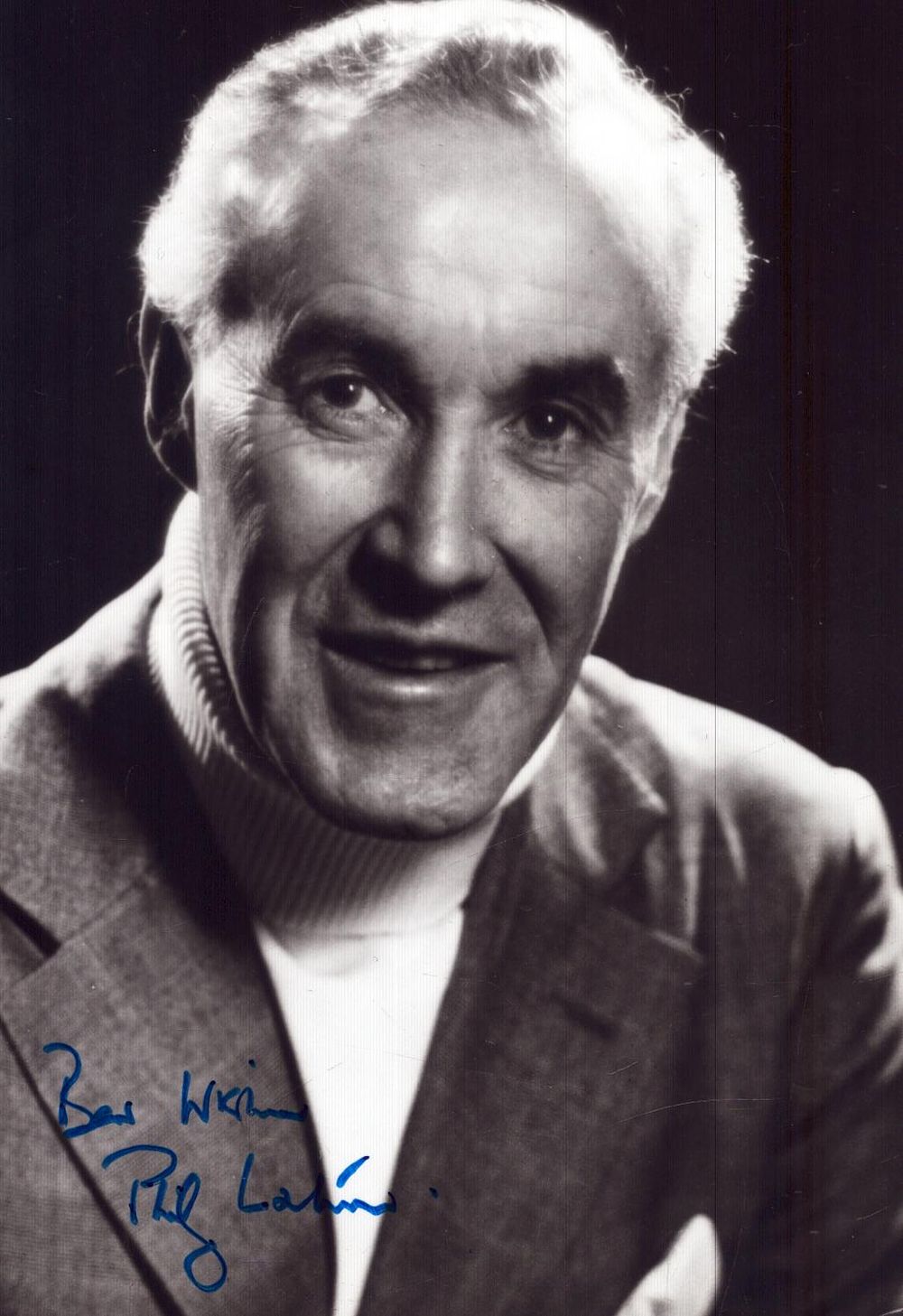 Lot 254: Phillip Latham signed 6x4inch black and white photo.