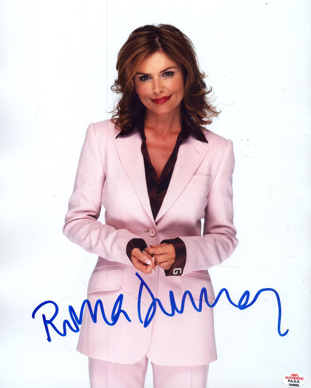 Lot 385: Roma Downey signed 10x8inch colour photo.