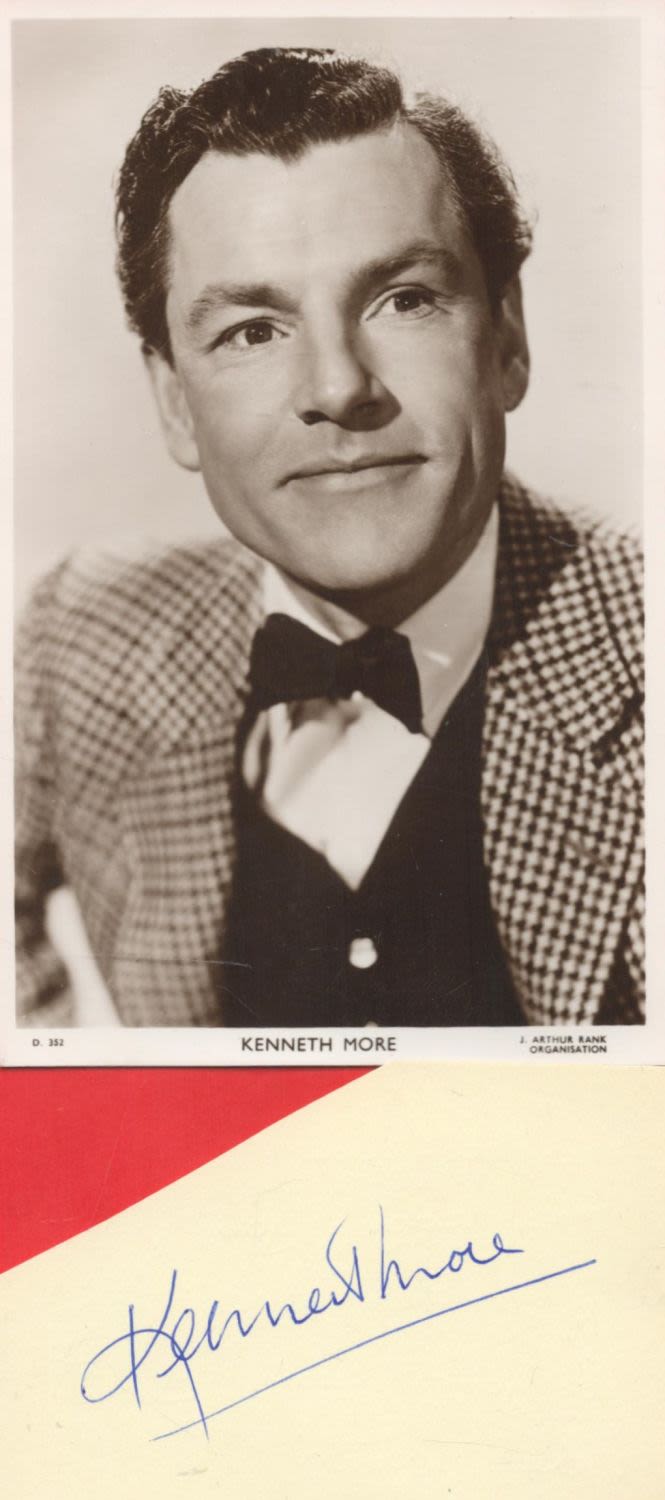Lot 27: Kenneth Moore signed 4x3 irregular cut album page...