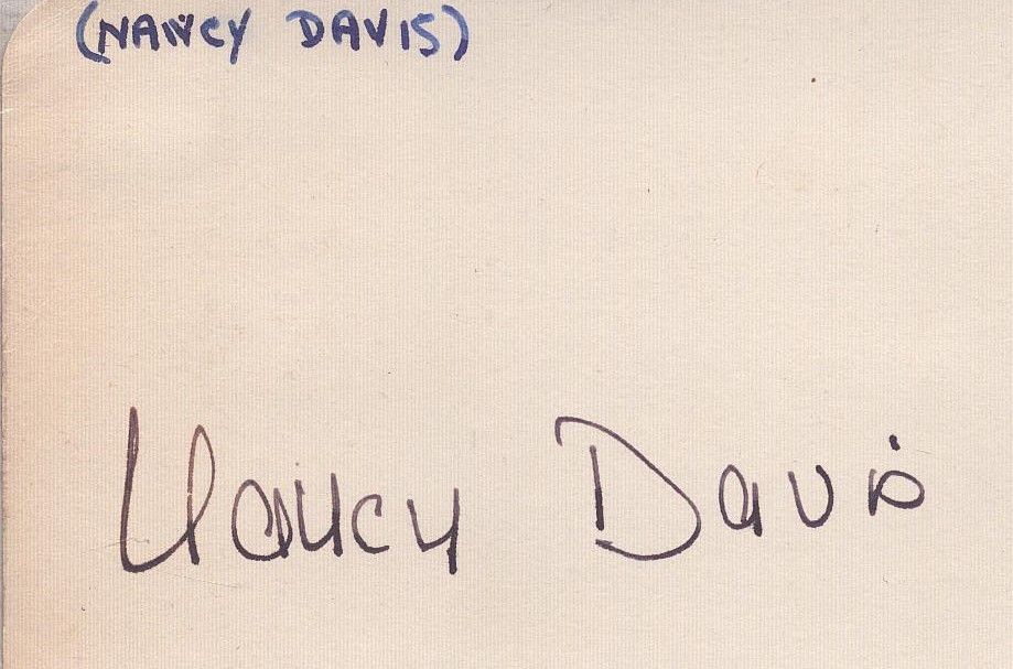Lot 520: Nancy Davis (Reagan) signed 4x3inch approx album page.