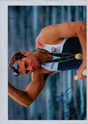 Steve Redgrave signed colour printed photo A4. Good condition. All autographs come with a 