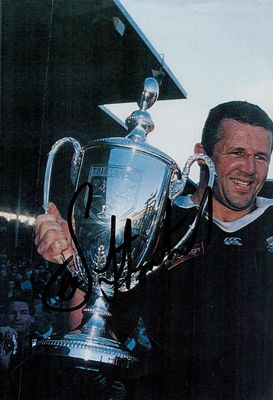 Sean Fitzpatrick signed printed colour photo. He played for the All Blacks from 1986 to 1997. 