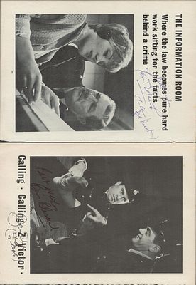 Collection, Brian Blessed and Terrance Edmund Z Cars' 1960`s TV crime drama signed movie stills 